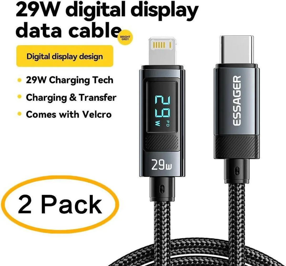SMUGDESK SMUGDESK USB-C to Lightning cable 3.3ft 2-pack 29W 480Mbps — product photo