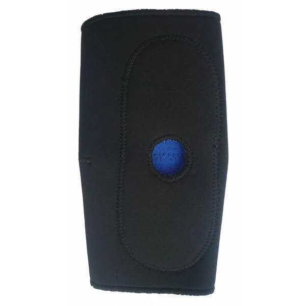 Black XL neoprene knee support with open patella cutout and nylon outer shell