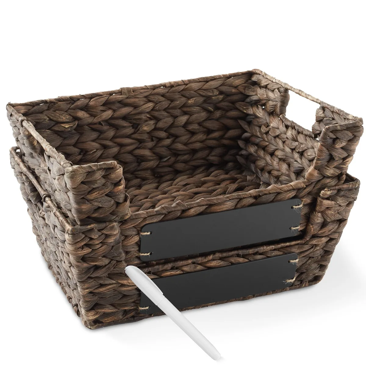 Casafield Casafield Set of 2 Water Hyacinth Pantry Baskets Espresso — product photo
