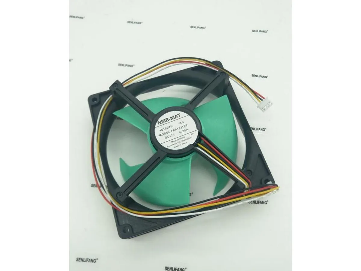 Square black frame fan with center hub and blades