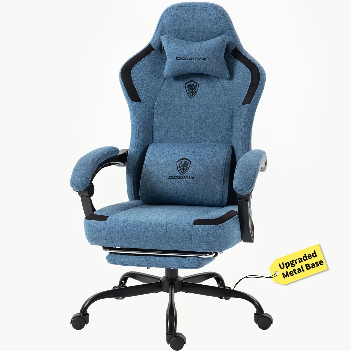 Dowinx Dowinx LS-66D57H Gaming Chair, Blue Fabric, 90°-135° Recline, Footrest, 200 lb — product photo