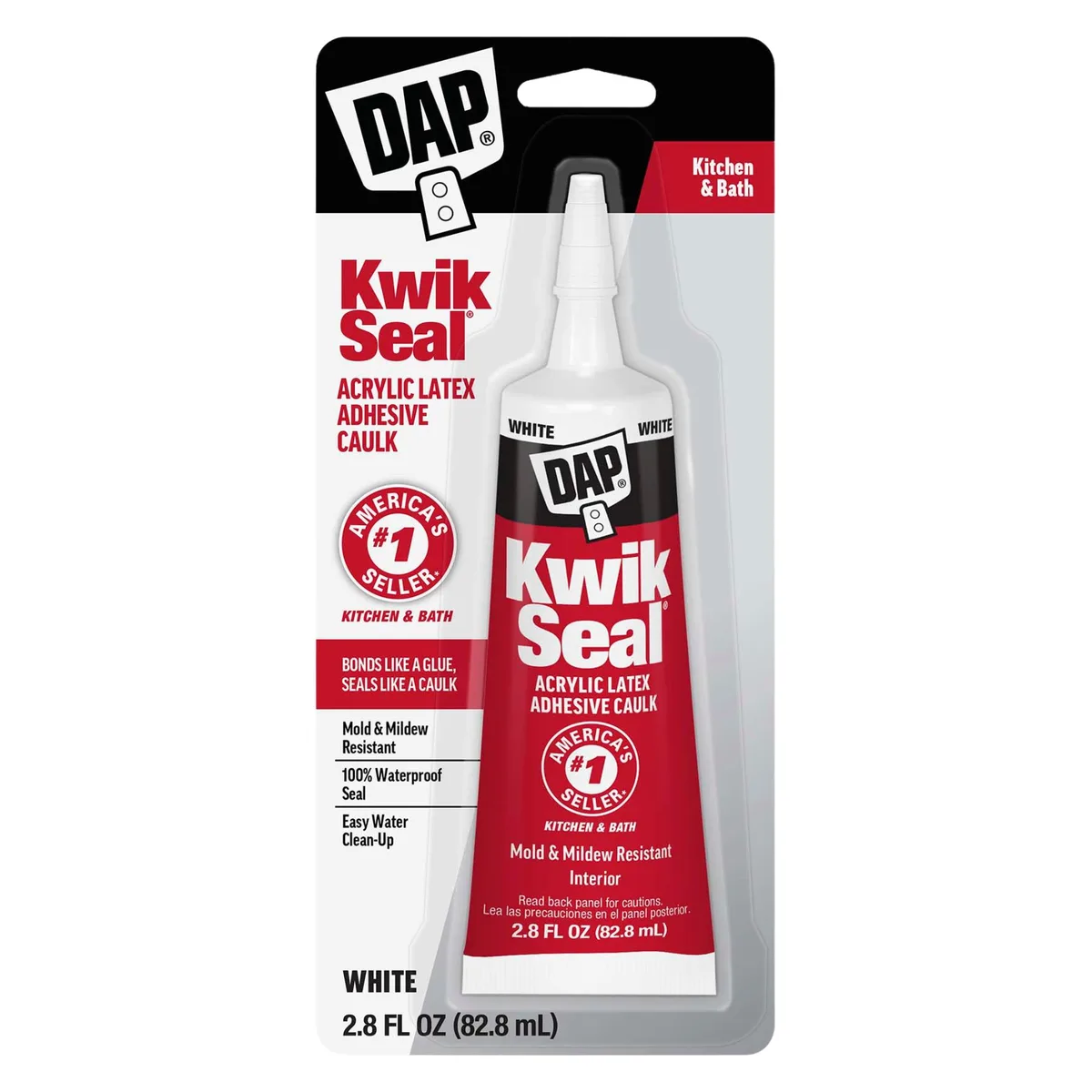 D.A.P. D.A.P. Kwik Seal Kitchen & Bath Adhesive Caulk 2.8 fl oz White — product photo