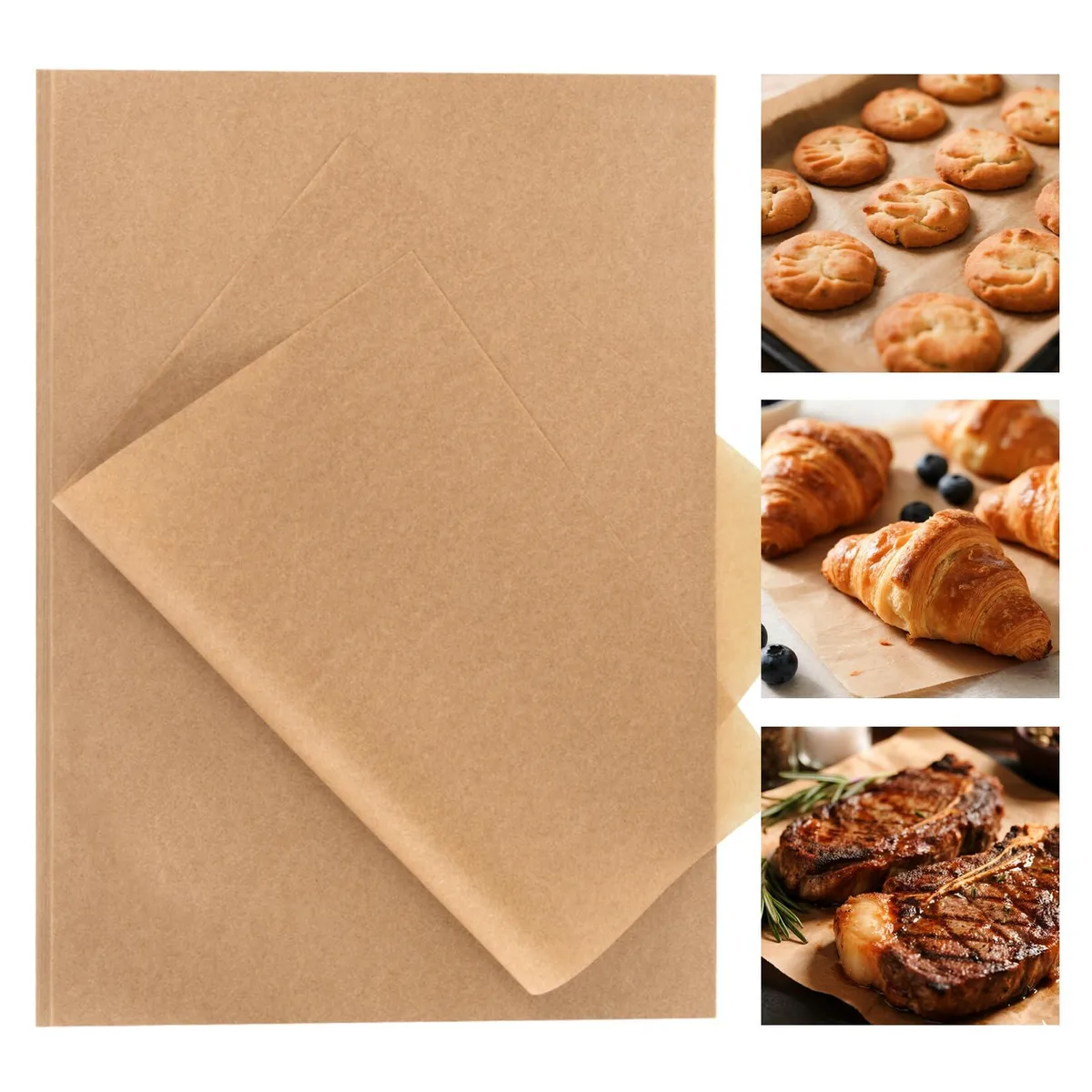 Stack of fifty brown unbleached parchment sheets, 9 by 13 inches