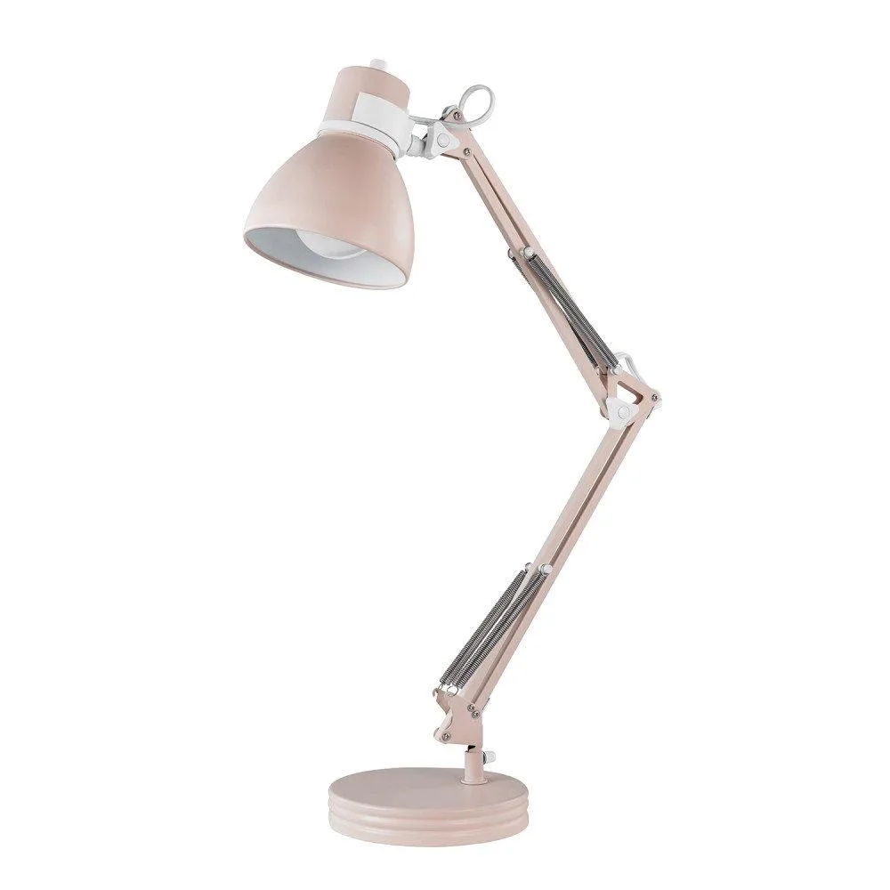 52028 28" Swing Arm Architect Desk Lamp, Matte Rose, White Accents, Rotary Switch, E26, 60W — product photo