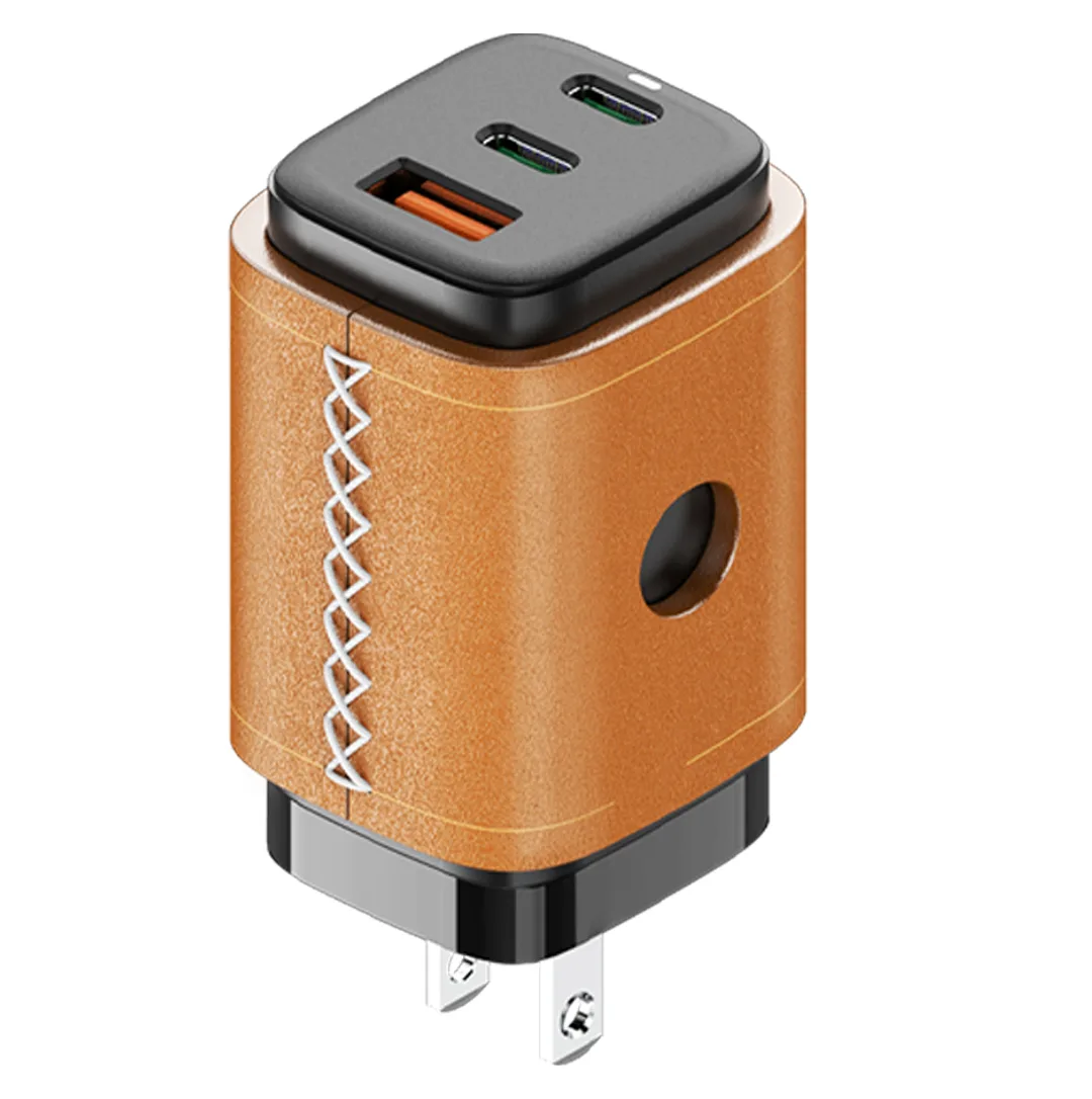 VogDUO International Corp. VogDUO International Corp. SPG100 65W GaN USB charger, genuine leather, 3 ports — product photo