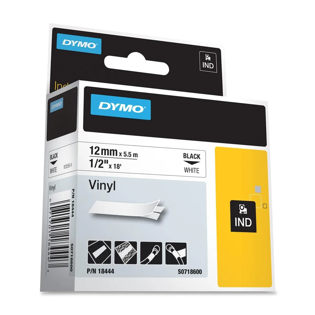 Sanford Sanford 18444 labelmaker tape .50" x 18 ft vinyl thermal transfer white — product photo