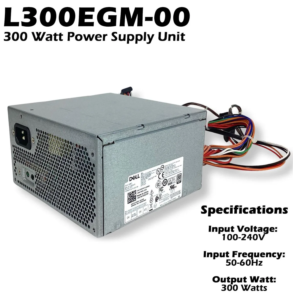 Rectangular metal server power supply unit with silver finish and rear exhaust grille