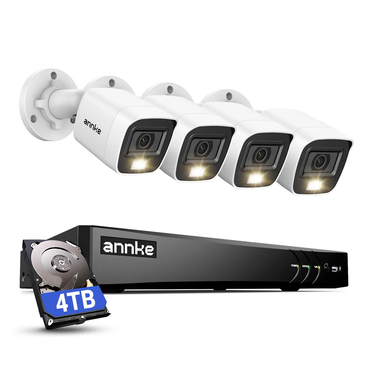 Annke Annke 8CH 4K DVR surveillance security system with 4× 1080P cameras and 4TB HDD — product photo