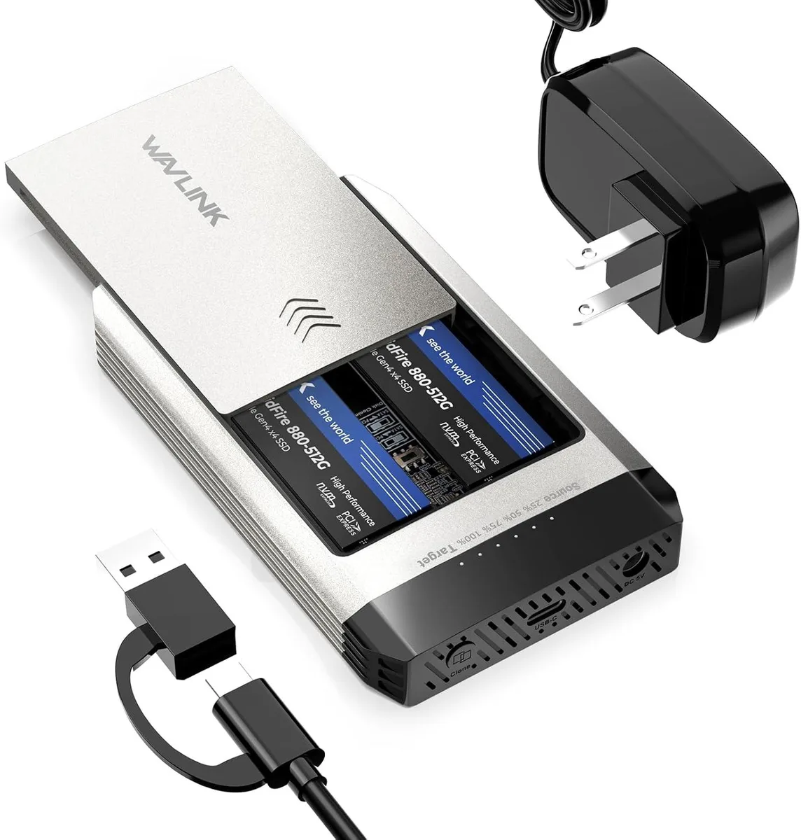 Wavlink Wavlink ST348 Dual-Bay M.2 NVMe Drive Enclosure 20Gbps — product photo