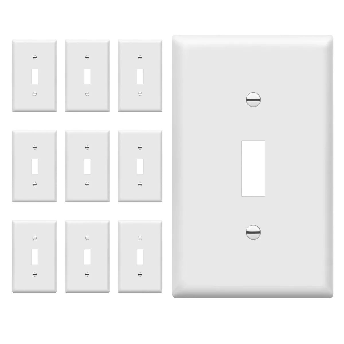  ENERLITES 8811-W-10PCS White Toggle Switch Plate 10 Pack — product photo