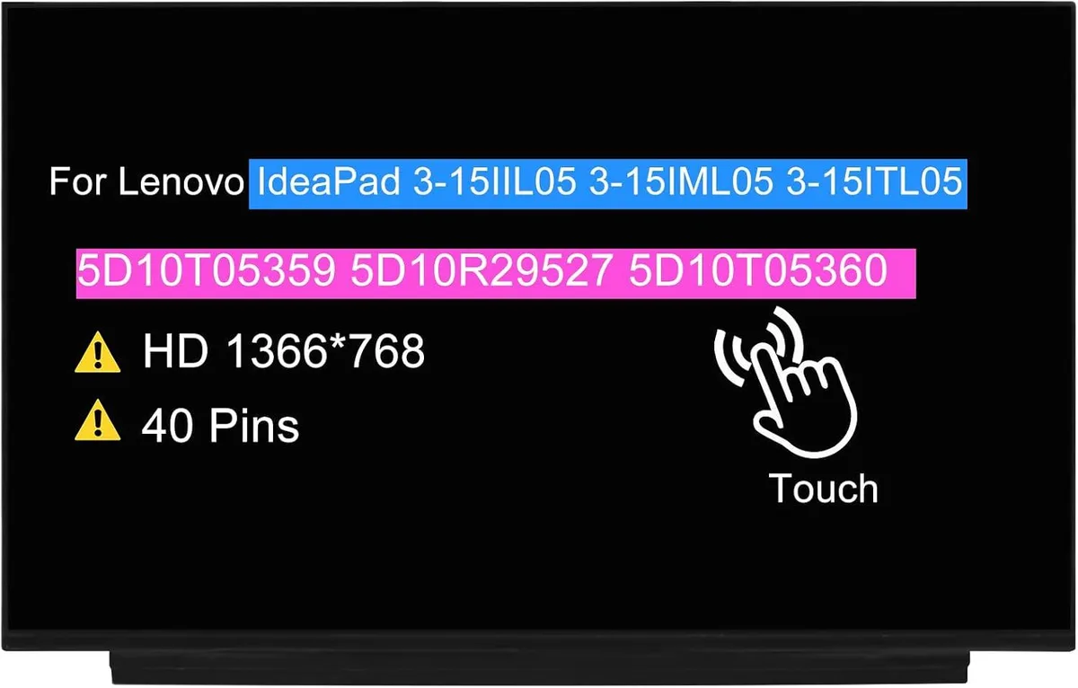 NUOLAISUN NUOLAISUN 15.6" Touch Laptop Screen 1366x768 40 pin — product photo