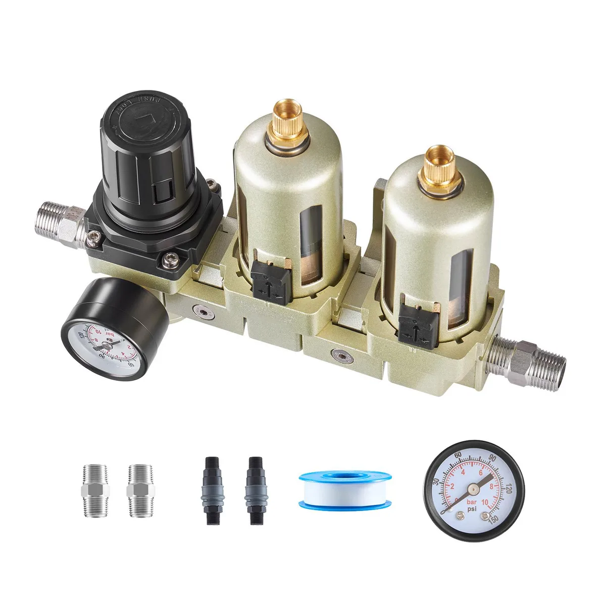 VEVOR VEVOR 2-Stage Filter Regulator 3/8" NPT 25m+5m Brass 145PSI Poly Bowl — product photo