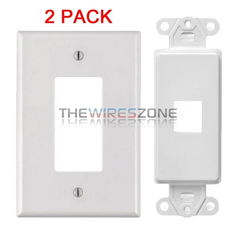 The Wires Zone The Wires Zone 1-Port Decora Keystone Wall Plate White (2/pk) — product photo