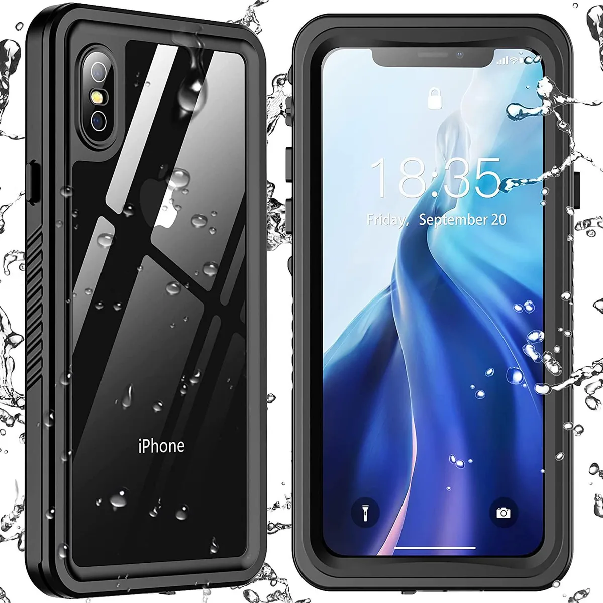 Clear waterproof case with built-in screen protector for iPhone Xs Max 6.5 inch