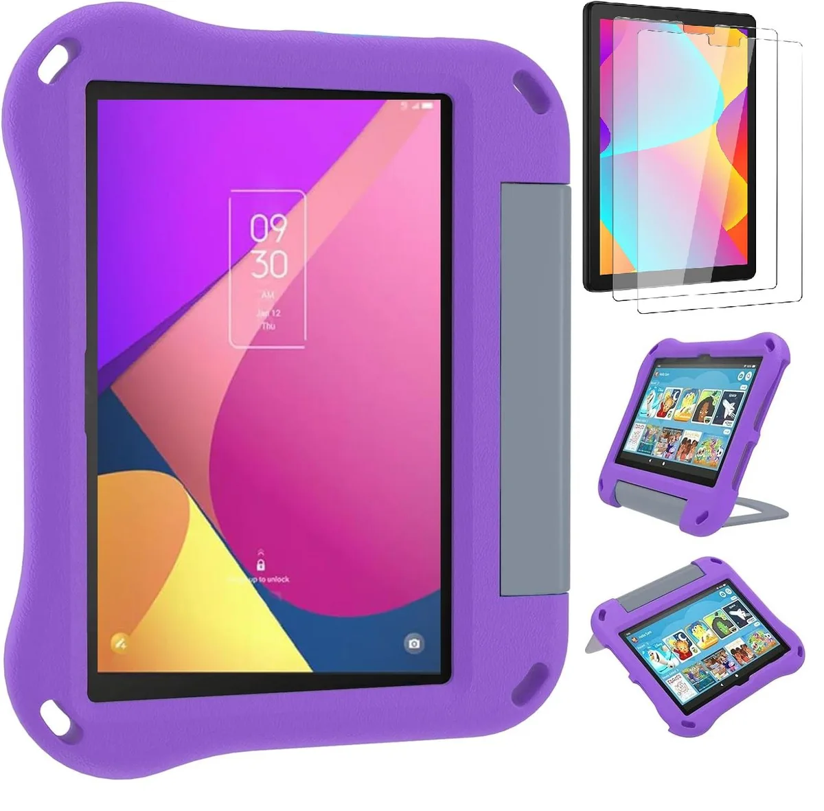 anicestore anicestore TCL Tab 8 LE / WiFi 2023 Case Purple EVA Shockproof Stand Handle 2 Glass 9137 9132 — product photo