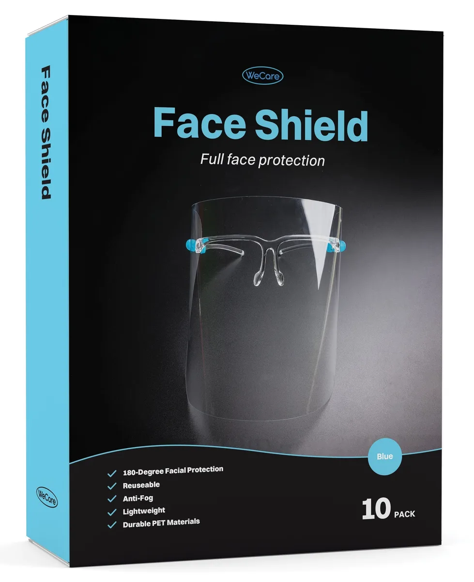 Others Others BLUEGLASSES10 Home Health Care Face Shield Blue Eyeglasses Frame 10" 180° Pack of 10 — product photo