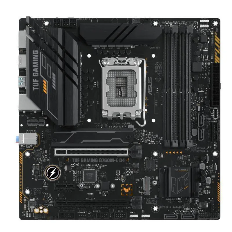 ASUS ASUS TUF GAMING B760M-E D4 Intel LGA1700 mATX motherboard 128GB 4xDDR4 1 x PCIe 4.0 x16 slot — product photo