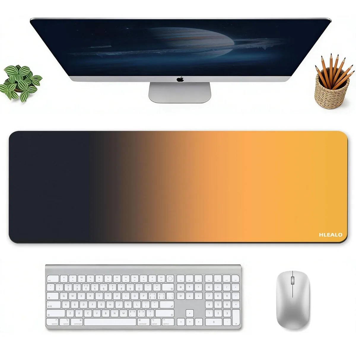  HIEALO Extended Mouse Pad 31.5 x 11.8 in Black-Yellow — product photo