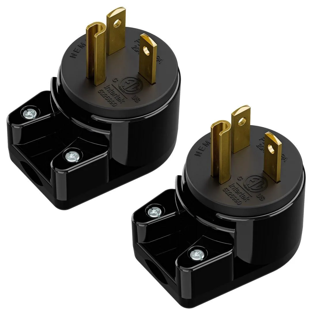LORDWORLD LORDWORLD Right-Angle NEMA 5-20P 20A 125V Plug 12-Position Rotatable Black — product photo