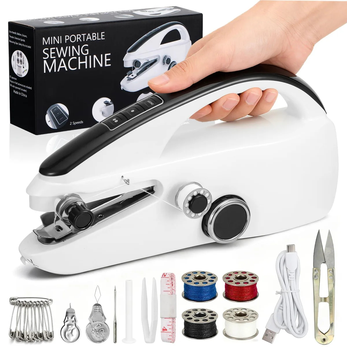  LEETAT Portable Handheld Sewing Machine SM8888 White — product photo