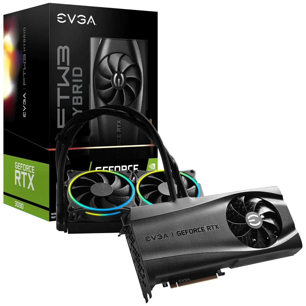 EVGA EVGA GeForce RTX 3090 FTW3 Ultra Hybrid graphics card — product photo