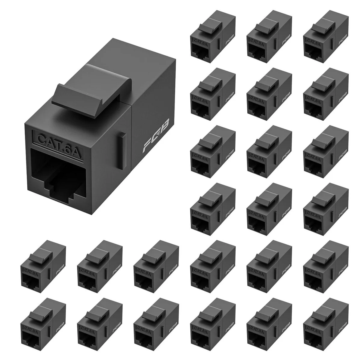 Zebra FGB-RJ45-FT-2407-0301 CAT6A RJ45 Keystone Coupler 25-Pack Black — product photo