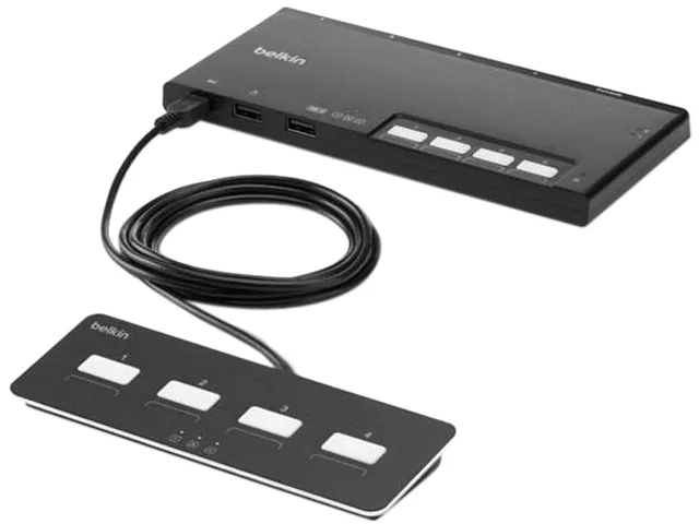 Belkin Belkin F1DN204MOD-PP-4 4-port dual-head DP KVM switch 3840x2160 30Hz PP4.0 — product photo