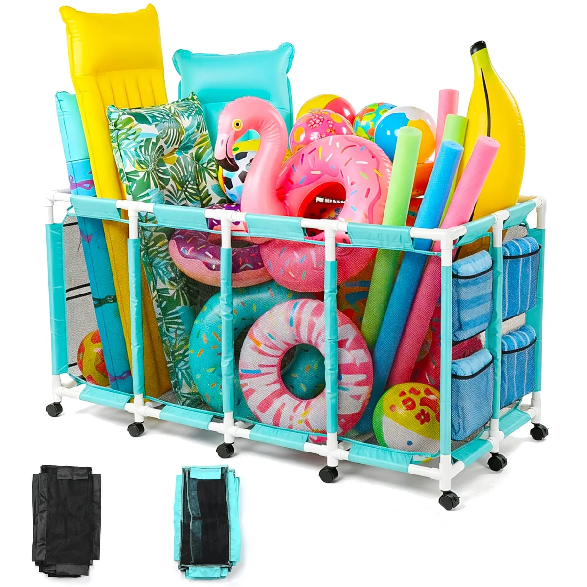 Yescom USA, Inc. Yescom USA, Inc. 06PSBBMC004-4GPVC-03 Toy Storage 335 Gallon 12 Wheels Blue Cover — product photo