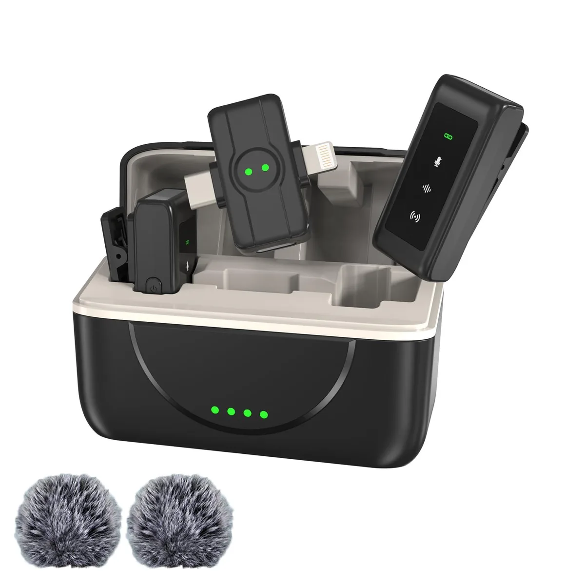  PANAMALAR K80 Wireless Lavalier Microphone 2TX 1RX Charging Case 2.4GHz 68dB SNR 40m 131ft USB-C — product photo