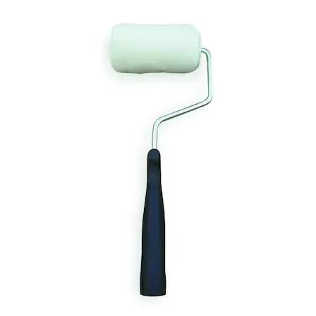 White 4 inch mini paint roller kit with plastic handle and cage frame