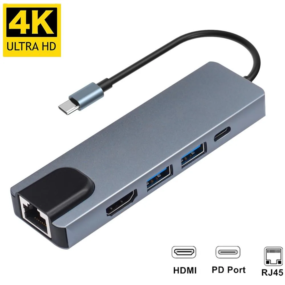 WRIARICH WRIARICH LKTC15 5-in-1 USB-C hub grey — product photo