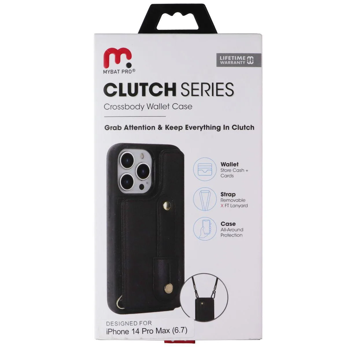 MYBAT PRO MYBAT PRO Clutch Series Crossbody Wallet Case iPhone 14 Pro Max Black — product photo