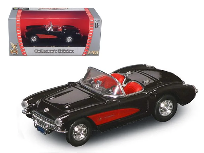 ROAD SIGNATURE ROAD SIGNATURE 1957 Chevrolet Corvette Convertible Black 1/43 Diecast hobby collectible — product photo