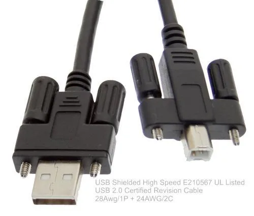 USBGear USBGear SC-U2MAB USB 2.0 A to B Screw Lock Cable 6ft Black — product photo