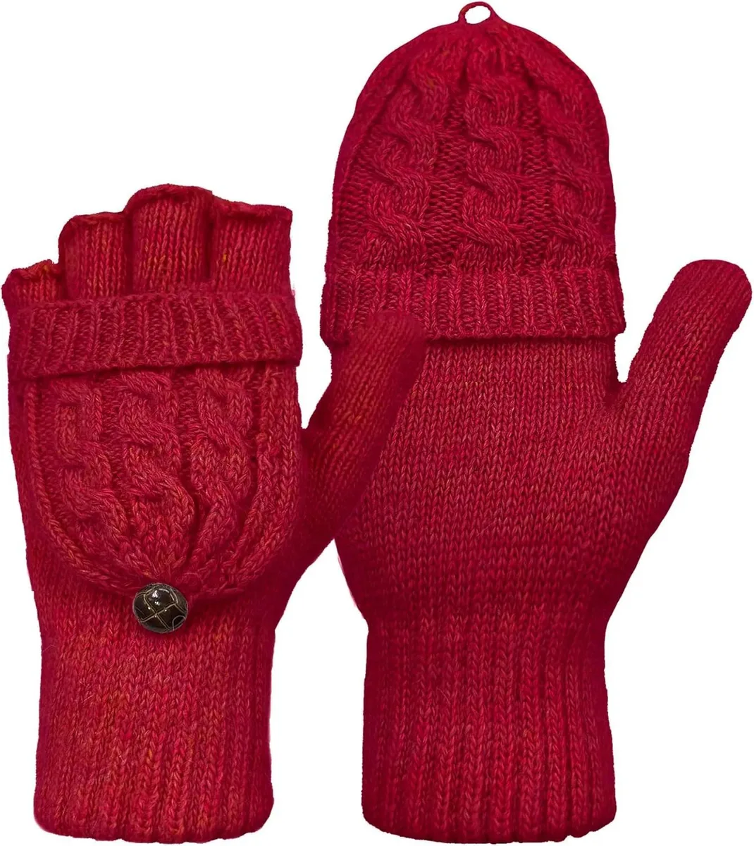 Tanvia Tanvia Fingerless Convertible Mittens Wine Red — product photo