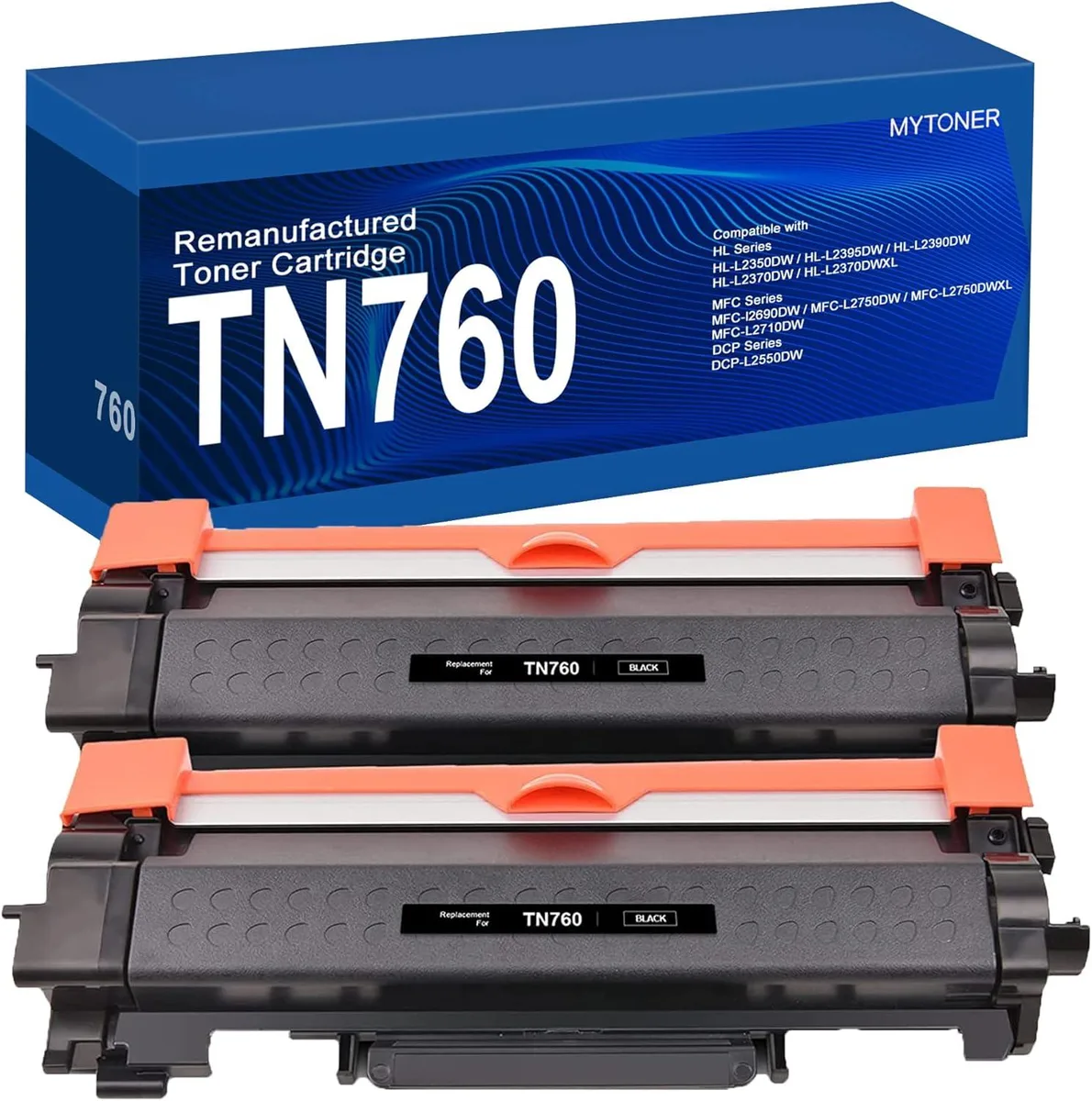 NuoTo NuoTo TN-760 TN-730 Black High Yield Toner Cartridge 2-Pack 3000 Pages — product photo
