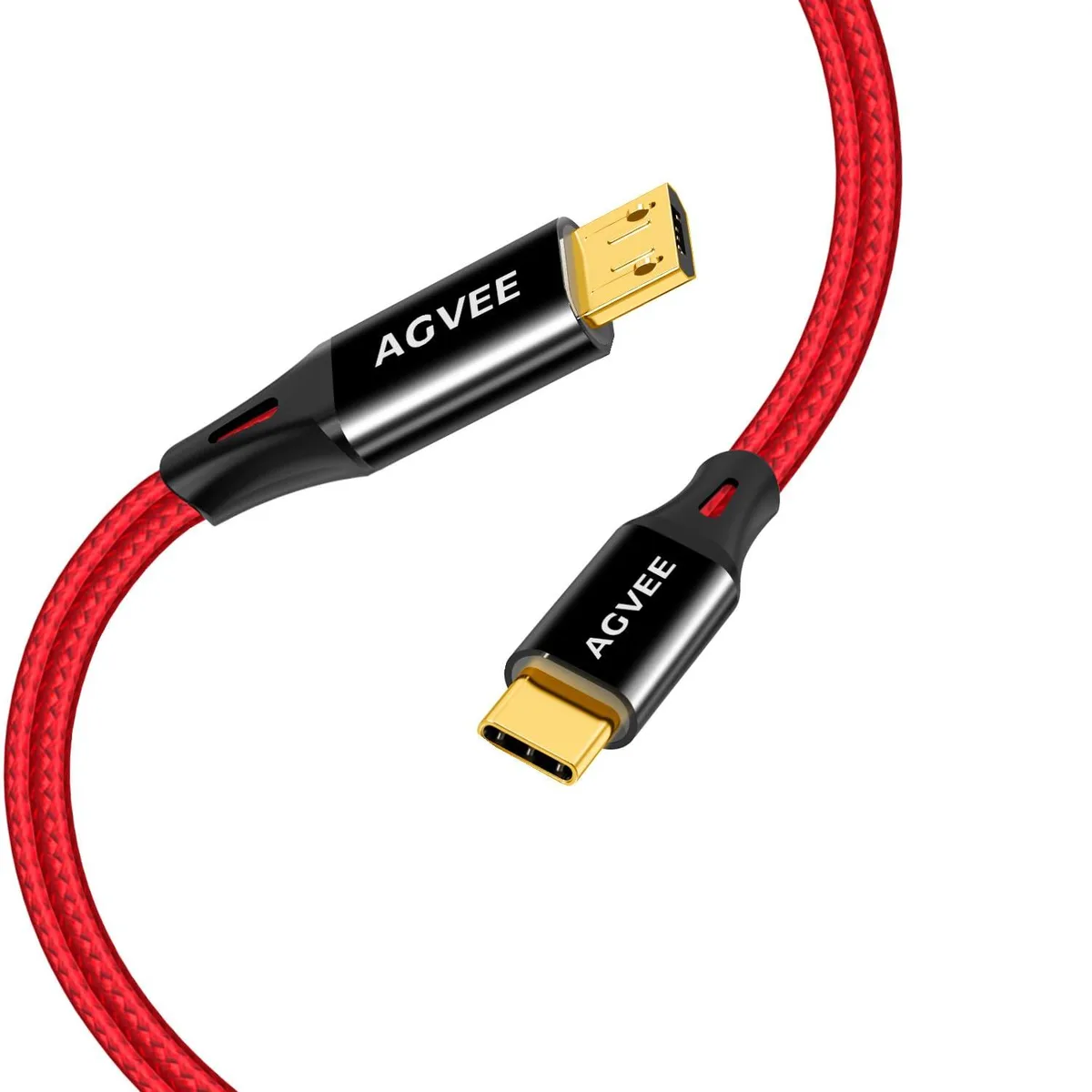 AGVEE Samsung Gala 2 Pack 10ft USB-C to Micro USB Cable Red — product photo