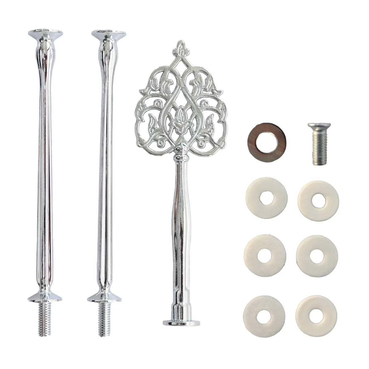 3 Tier 14" Heavy Metal Cake Stand Rod with Stylus Silver Scepter — product photo