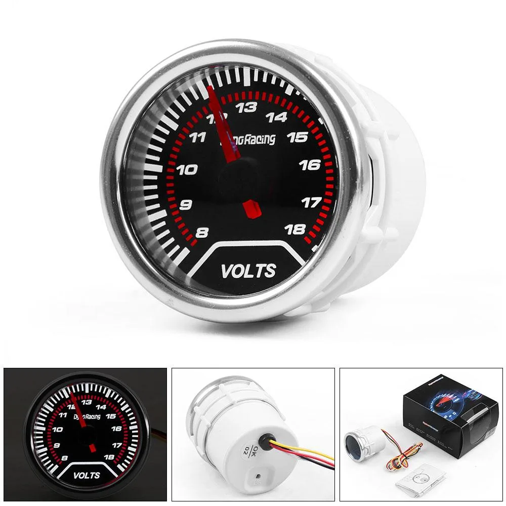 Dyno Racing Dyno Racing 2" 52mm Voltmeter Gauge Smoke Face 8-18V — product photo