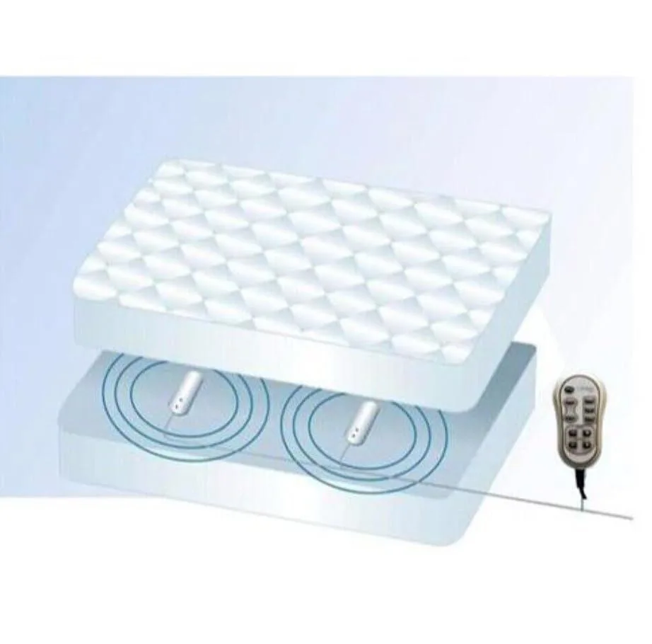 Rectangular fabric massage pillow with hand control unit and DC adaptor