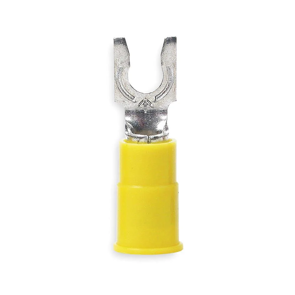 Yellow nylon insulated fork terminal, #10 stud, 10 AWG, pack of 50