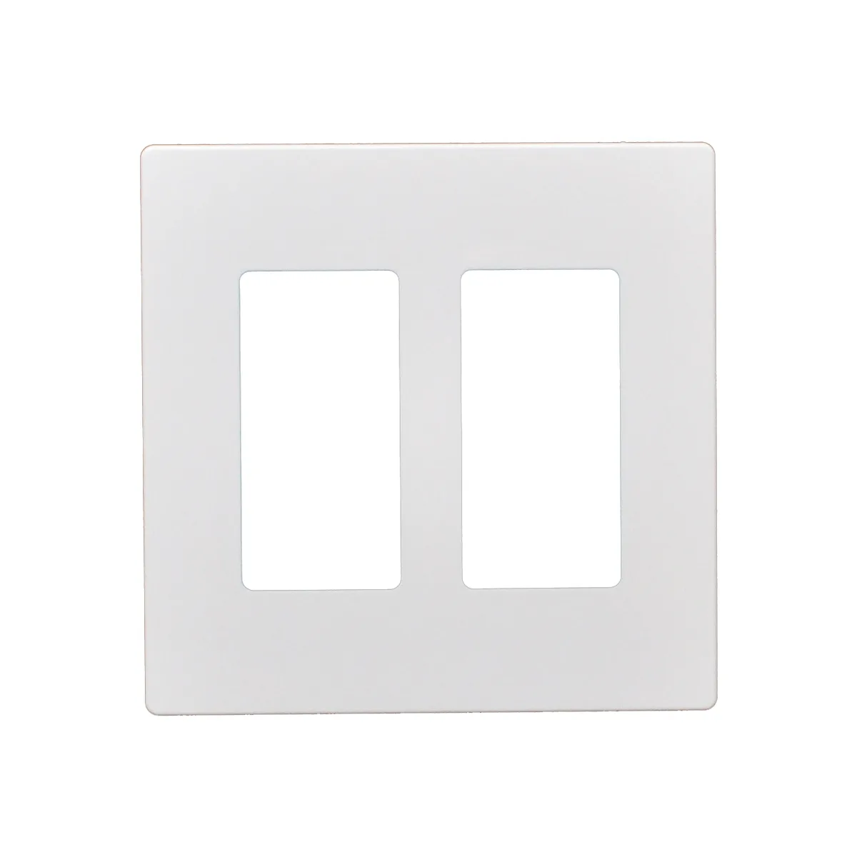 White 2-gang screwless wall plates, snap-on ABS plastic, pack of five