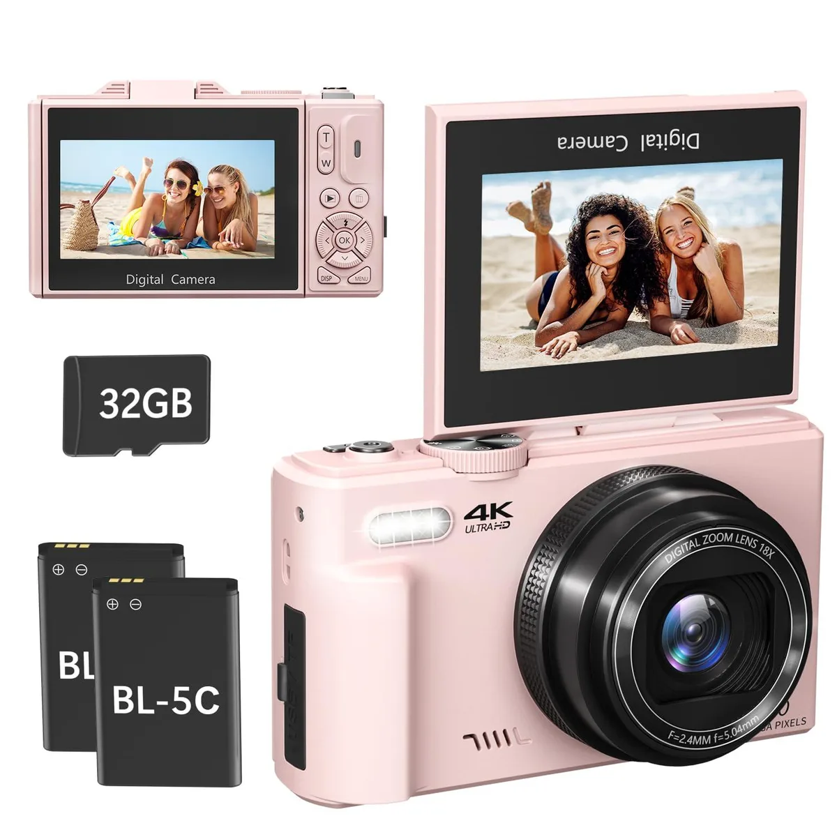  Maenlans W08 64MP 4K Compact Camera Pink — product photo