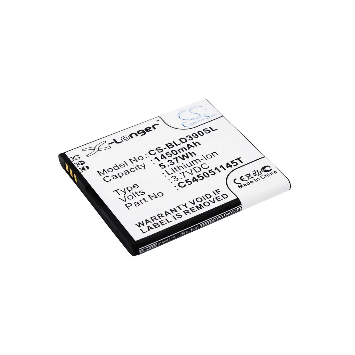 Cameron &amp; Co Cameron &amp; Co DS-CS-BLD390SL cell phone battery 1.45 Ah 3.7 V 1450 mAh 5.37 Wh 53.50 x 49.92 x 5.10 mm black — product photo