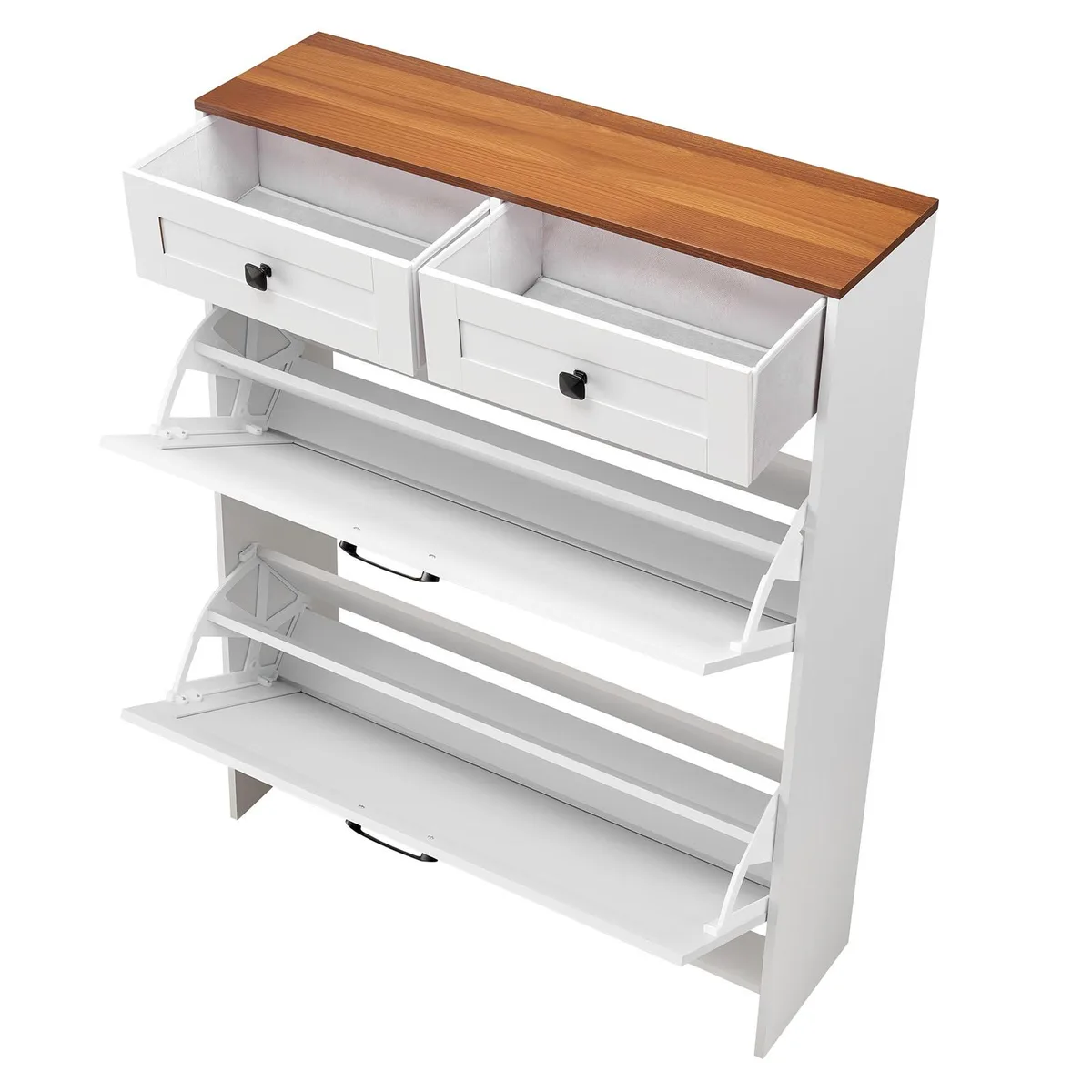 VEVOR VEVOR ZH614 Shoe Cabinet 2 Flip Drawers 2 Drawers White Walnut 800x240x1050mm — product photo