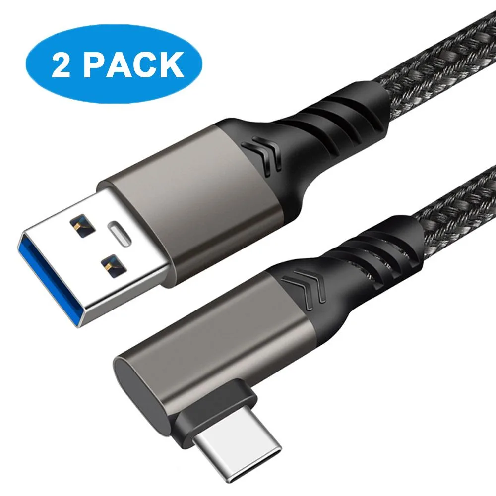 Jansicotek Jansicotek PQ126 USB 3.2 Gen 2 A to C 90° Braided 10 ft+10 ft 10Gbps 60W — product photo