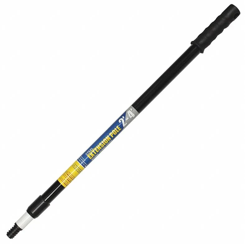 Black steel telescoping pole 2 to 4 ft with threaded plastic tip