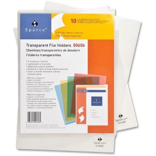 Sparco Products Sparco Products 606 Clear File Holders 11x8-1/2 10 Pack — product photo