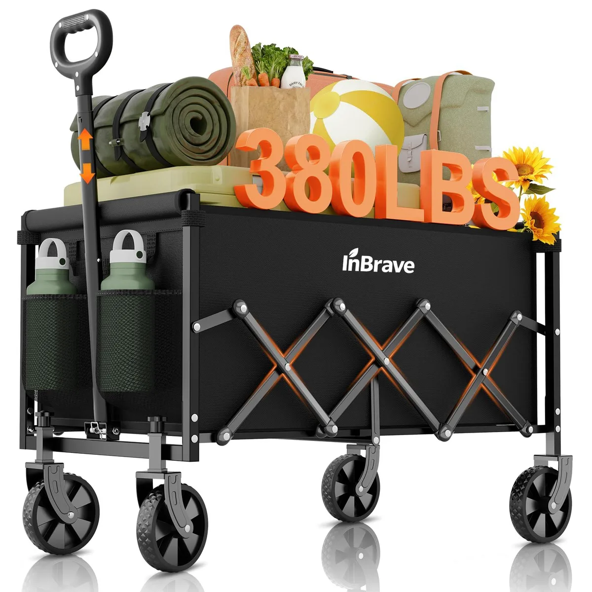 InBrave Collapsible Wagon Cart Foldable Black 380 lbs — product photo
