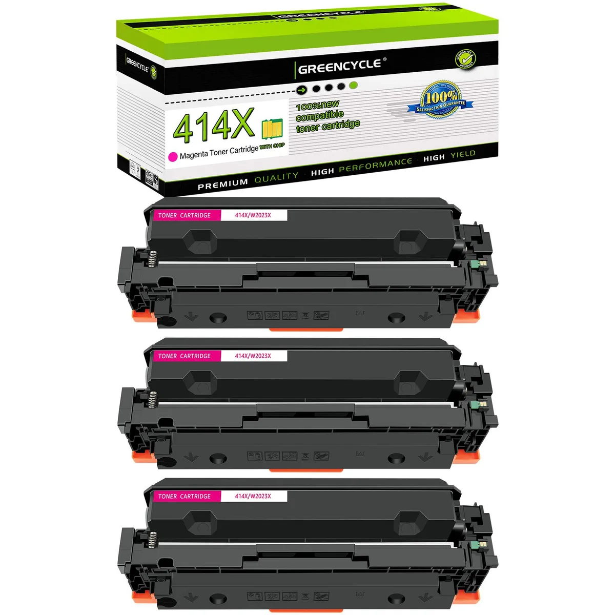 GREENCYCLE GREENCYCLE 414X W2023X Magenta Toner Cartridge 3 Pack — product photo